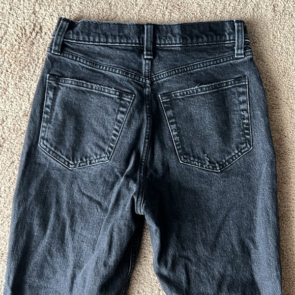 Abercrombie and Fitch High Rise Dad Straight Leg Black Destroy Jeans - Picture 7 of 12